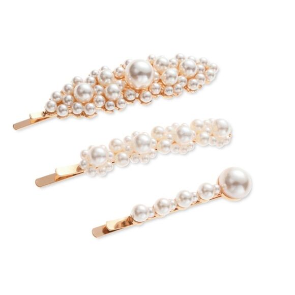 INC 3-Pc. Gold-Tone Imitation Pearl Bobby Pin Set, - Gold - Picture 1 of 3